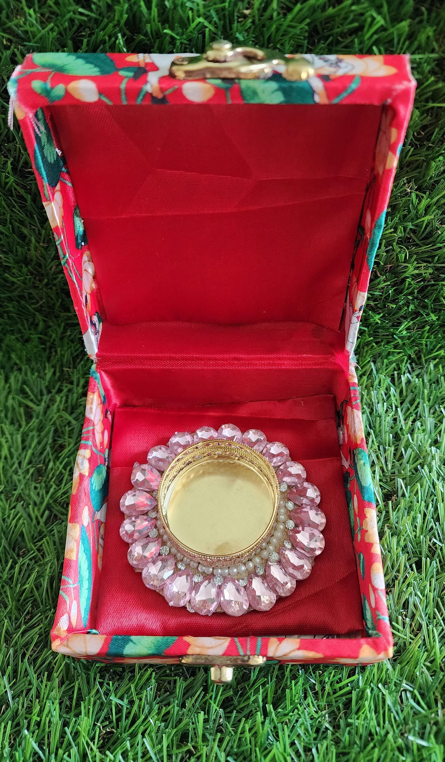 Pichwai Print Tea Light Holder Gift Box: Diwali Wedding Favor
