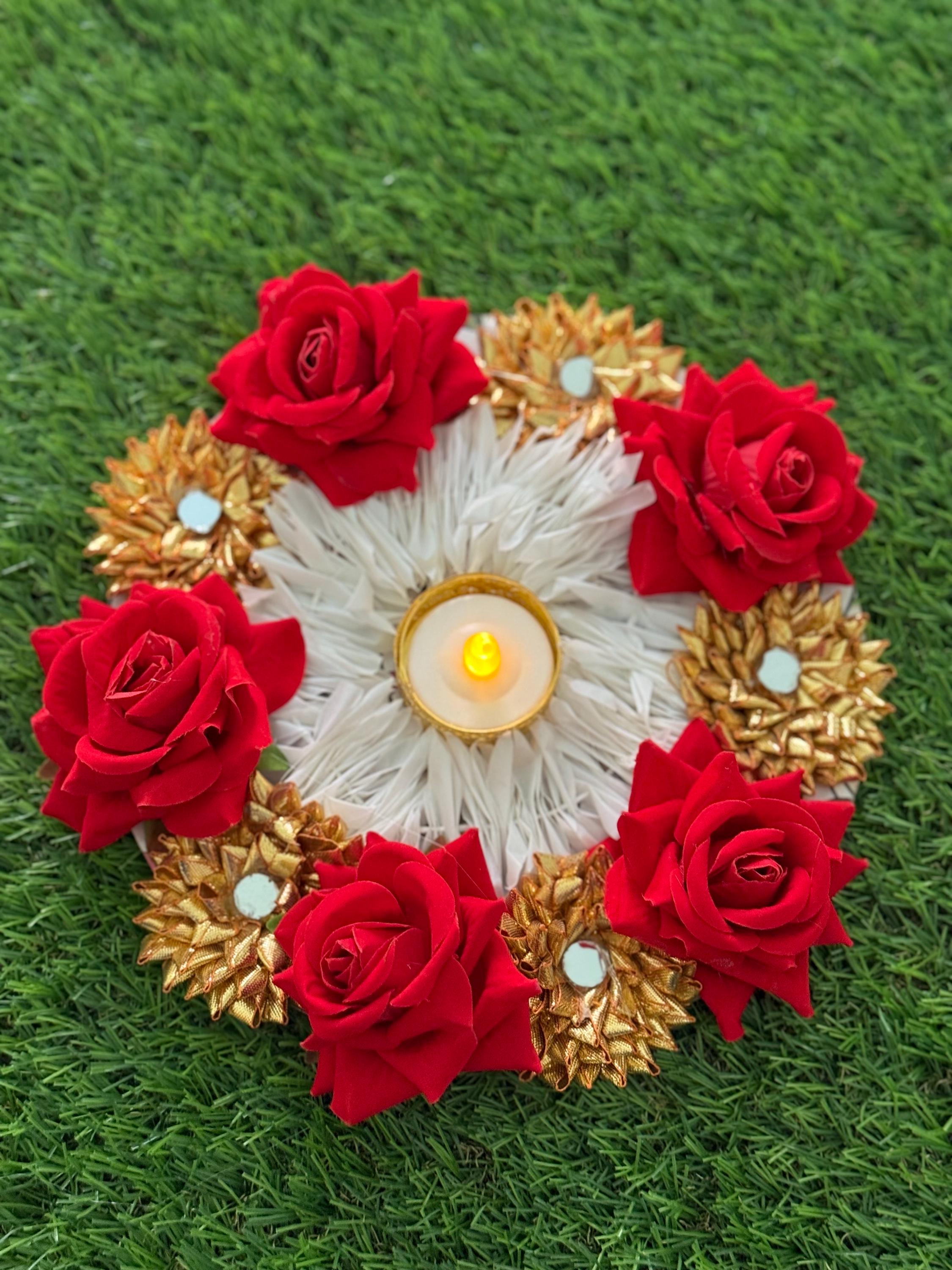 Lotus Tealight Candle Holder Rangoli: Diwali Festive Decor