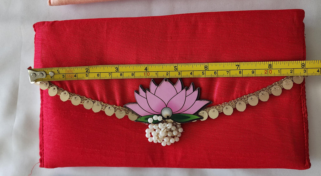 Lotus with moti Latkan Potli Purse: Handmade Indian Wedding Favor Bag and purse.