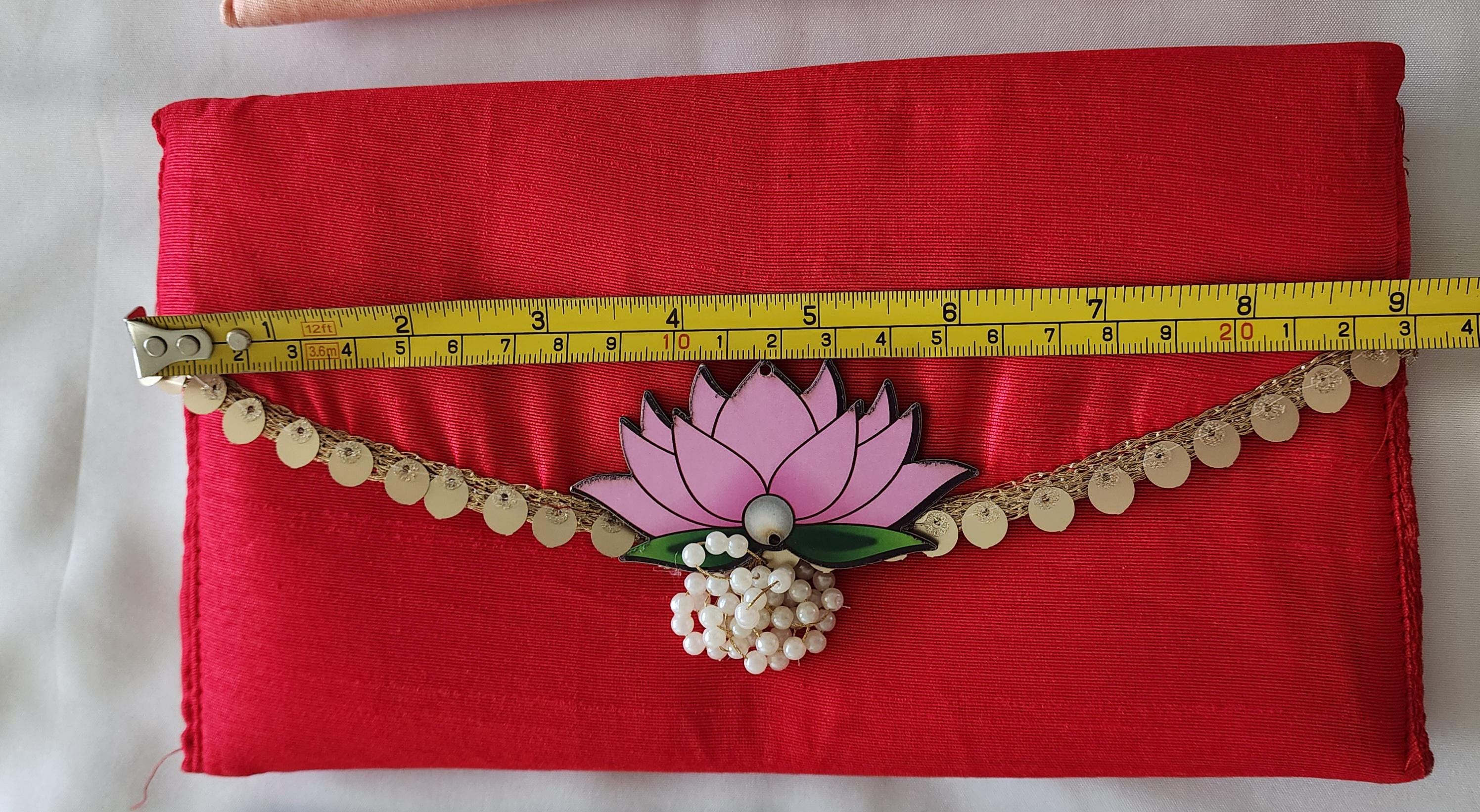 Lotus with moti Latkan Potli Purse: Handmade Indian Wedding Favor Bag and purse.