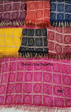 Bandhani Art Silk Dupatta: Rajasthani Multi-Colored Scarf with Tassels