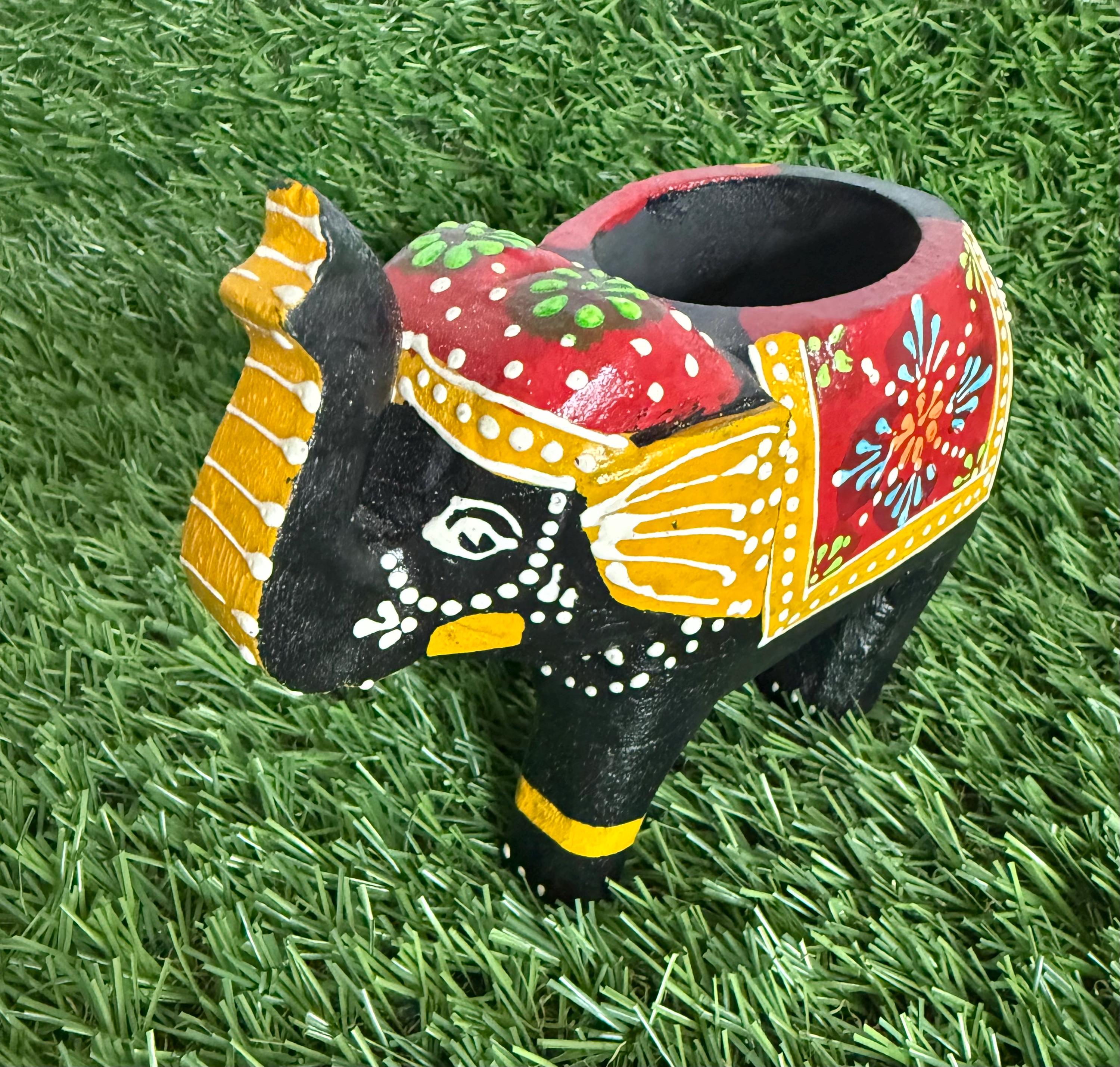 Handmade Wooden Elephant Tea Light Holder, Home Decor Lamp, Candle Light Lamp for Diwali .