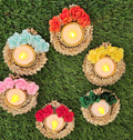 Floral Tea Light Holder: Indian Diwali Pooja Decoration, Wedding Favor