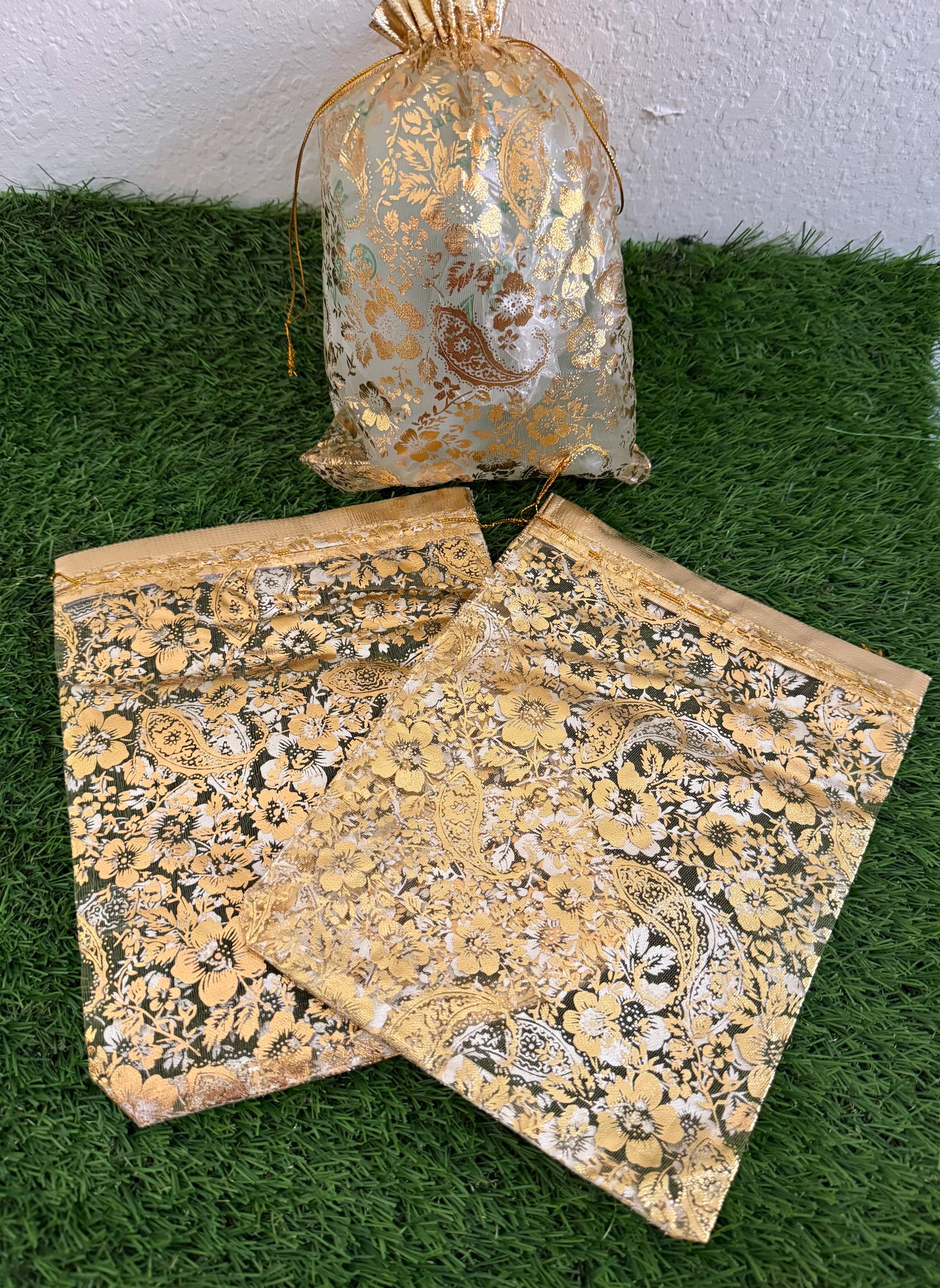 Embellished Organza Favor Bag: Handcrafted Potli with Drawstring