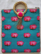 Pichwai Lotus Flower Silk Potli Bag: Multicolor Indian Gift