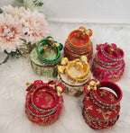 Embroidered Matki Bangle Box: Indian Jewelry Organizer, Wedding Favor.