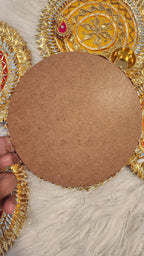 Handcrafted Haldi Kumkum Plate: Gotta Patti Work, Pooja Favor (6 inch)