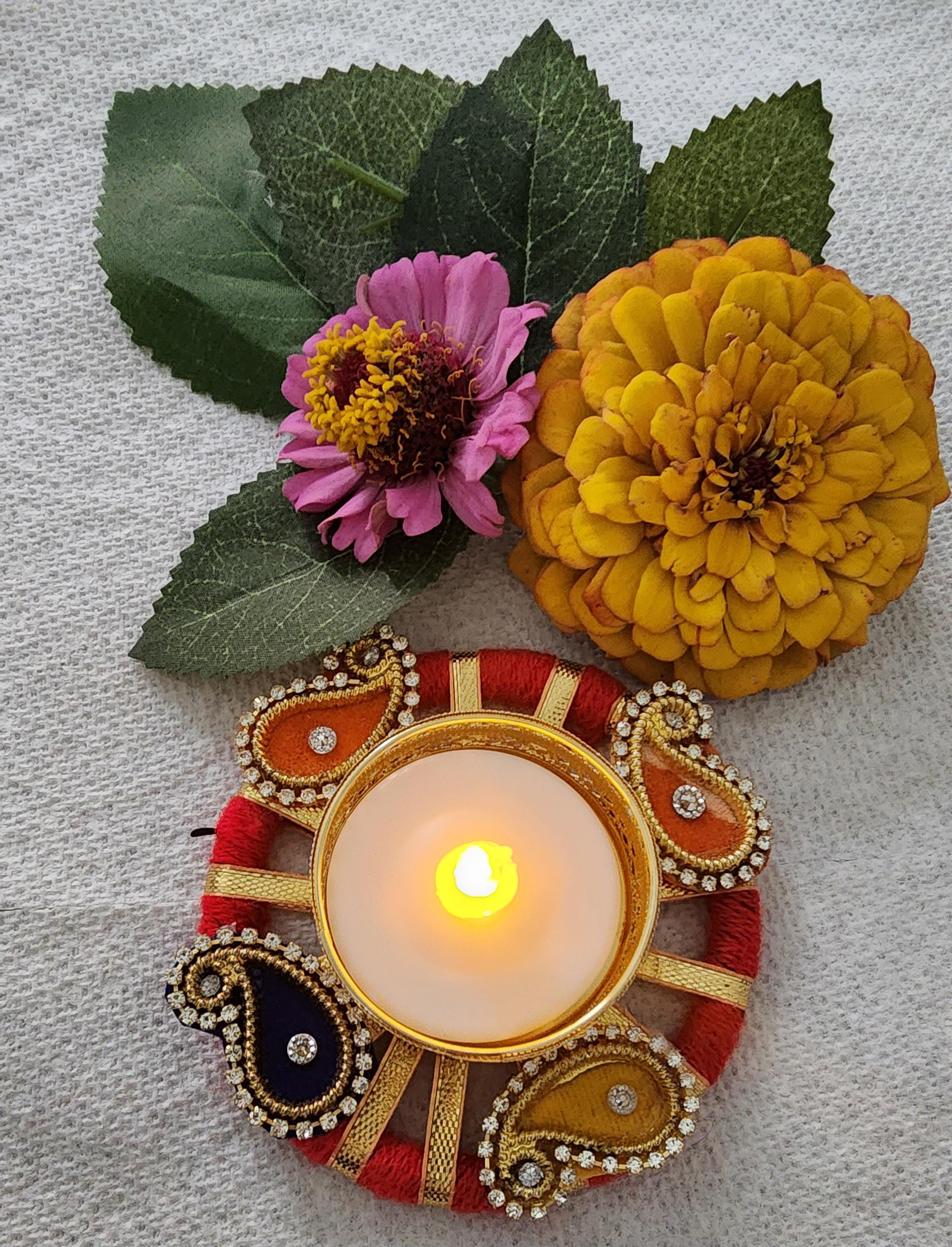 Handcrafted Multi-Color Tea Light Holder: Diwali Home Decor