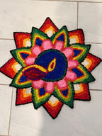 Indian Rangoli Mat-Wool Pooja Aasan, Diwali Wedding,Housewarming Decor.
