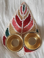 Handcrafted Beaded Leaf Haldi Kumkum Plate: Diwali Pooja Gift