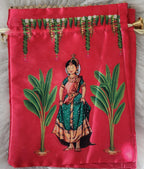 Silk Potli Bags: Haldi Mehndi Wedding Favor Gift Bags.