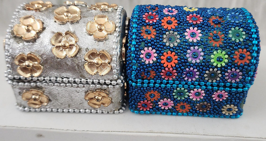 Handcrafted Haldi Kumkum Holder Set: Beaded Wedding Favor Gift