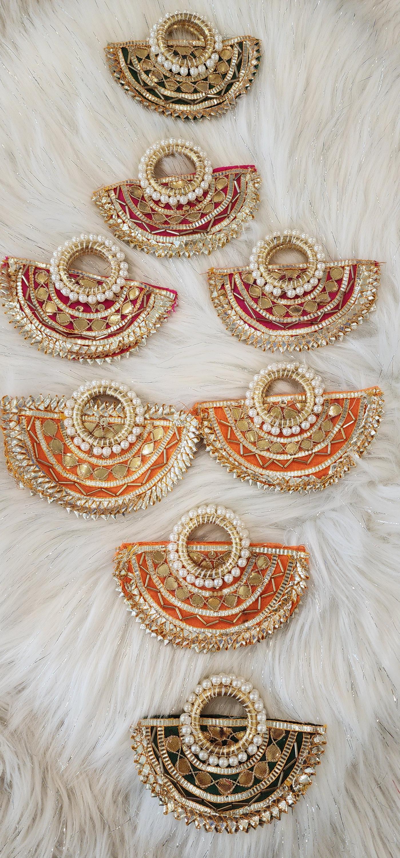 Handcrafted Lotus Coin Pouch: Colorful Gotta Patti Jewelry Gift