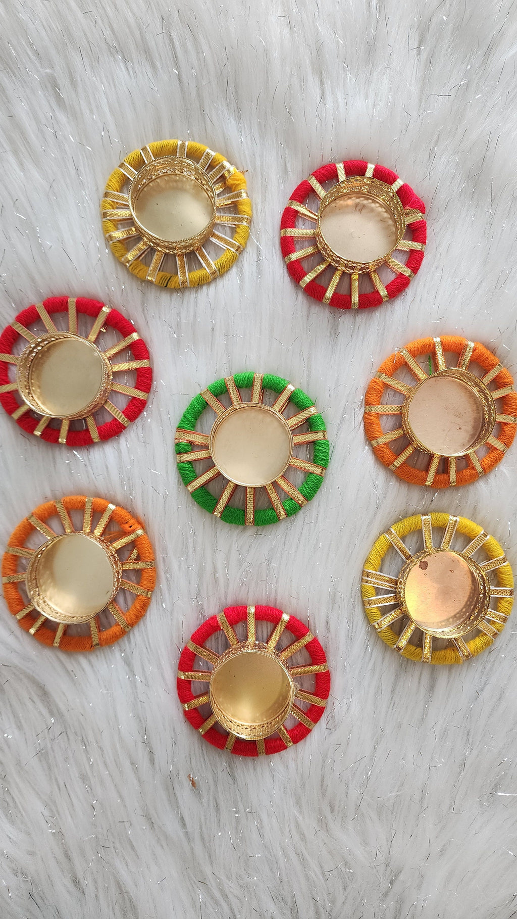 Round Tea Light Candle Holder: Multicolor Diwali Gift.