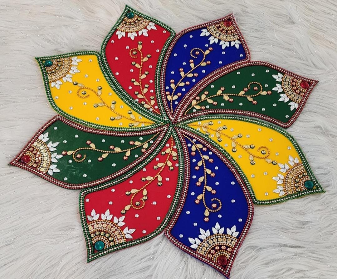 Acrylic Handmade Diwali Rangoli - 15 Inch - Festive Home Decor.