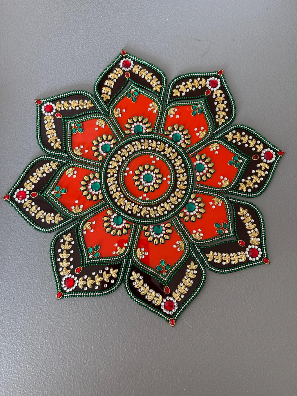 Acrylic Handmade Diwali Rangoli - 15 inch - Festive Home Decor.