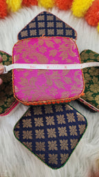 Handcrafted Mini Jewelry Travel Case: Brocade Fabric, 4-inch.