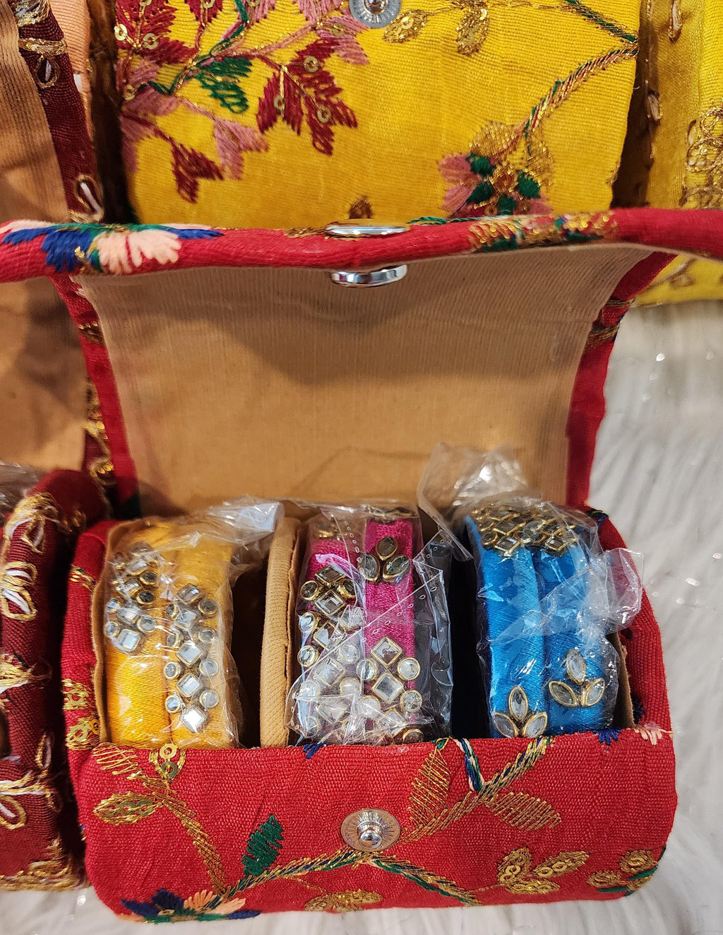 Handmade Indian Bangles Set with Box: Diwali Gift, Wedding Favors