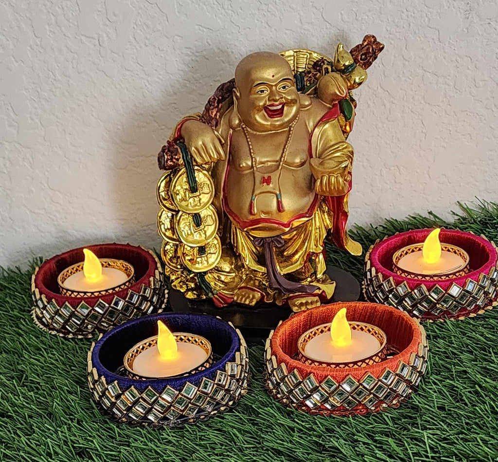 Kundan Tea Light Holder: Diwali Pooja Decoration, Wedding Favor.