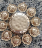 Diya Urli Bowl: Gold Metal Floating Flower & Tea Light Candle Holder (10 Inch)