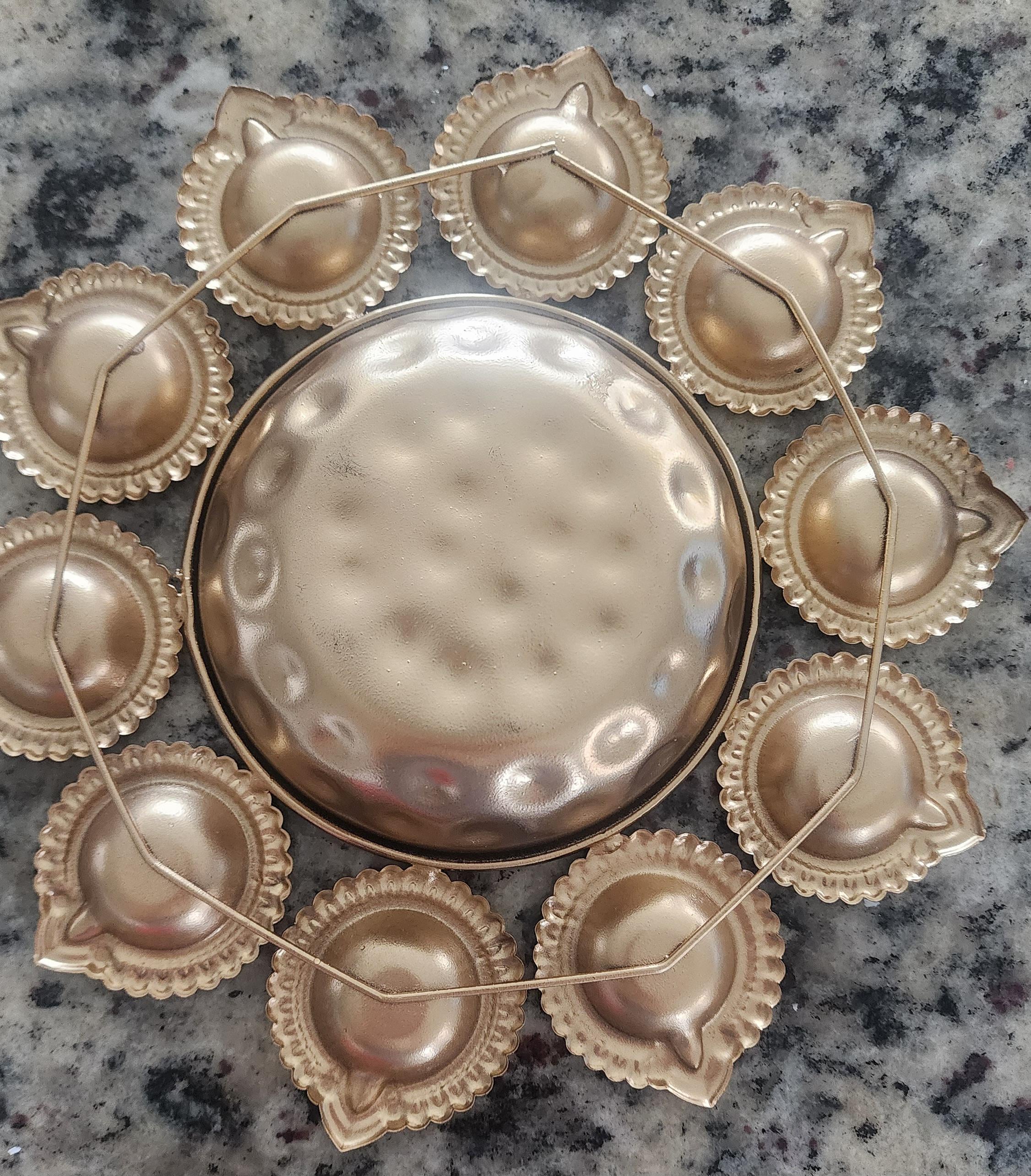 Diya Urli Bowl: Gold Metal Floating Flower & Tea Light Candle Holder (10 Inch)