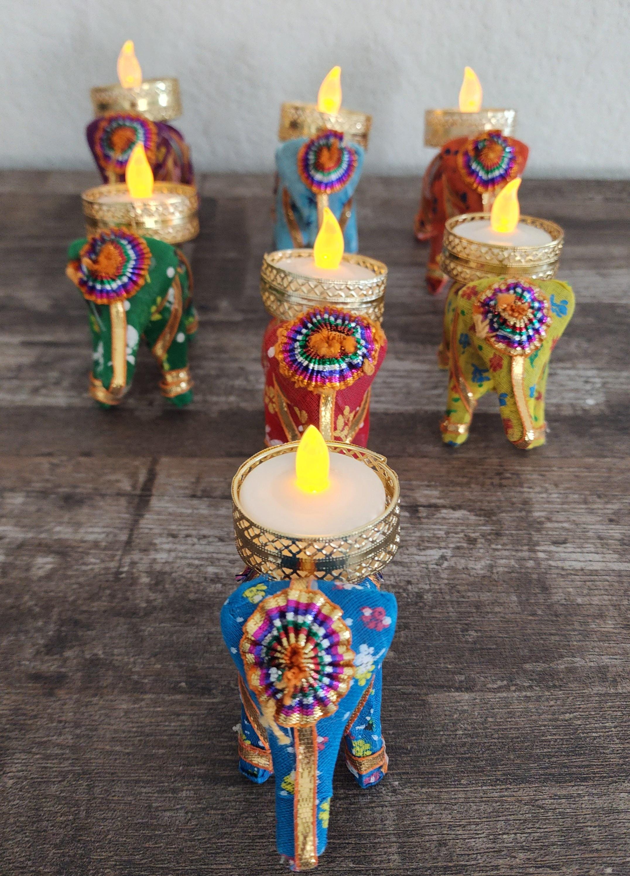 Elephant Handmade Tea Light Holder: Diwali Decor, Indian Wedding Favor