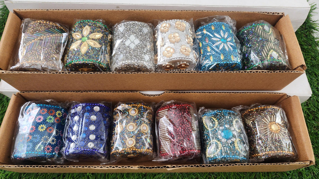 Handcrafted Haldi Kumkum Holder Set: Beaded Wedding Favor Gift