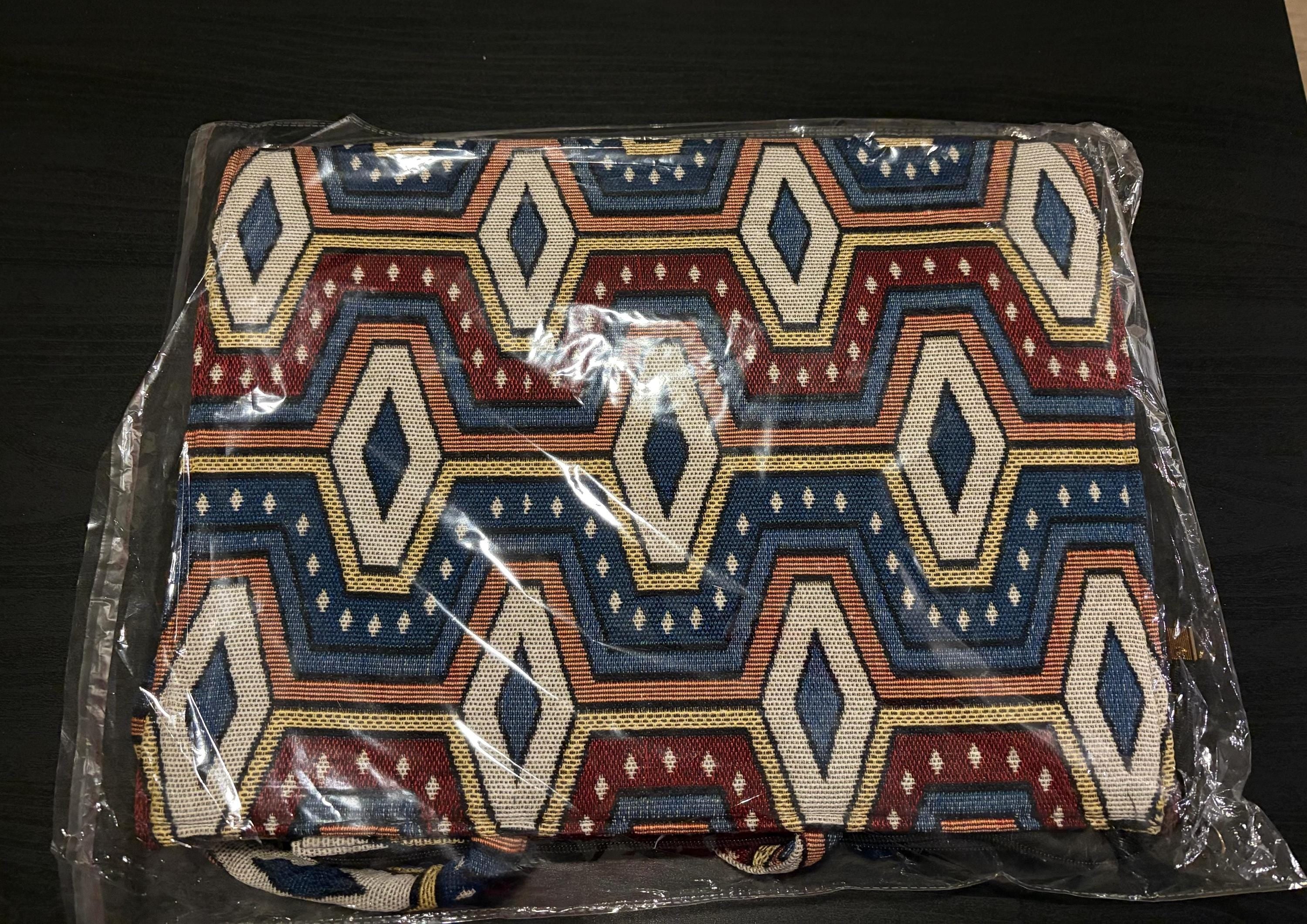 Indian Vintage Tapestry Tote Bag, Geometric Floral Pattern, Double Handle, Boho Style Shopping Handbag.