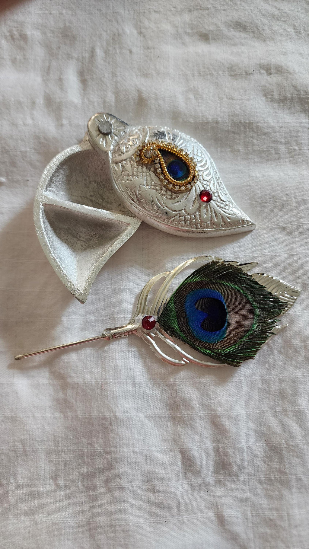 Handmade German Silver Haldi Kumkum Holder: Chopra Box, Puja Gift