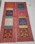 Elephant with peacock Print Silk Brocade Table Runner: Indian Decor (16X60 Inch)