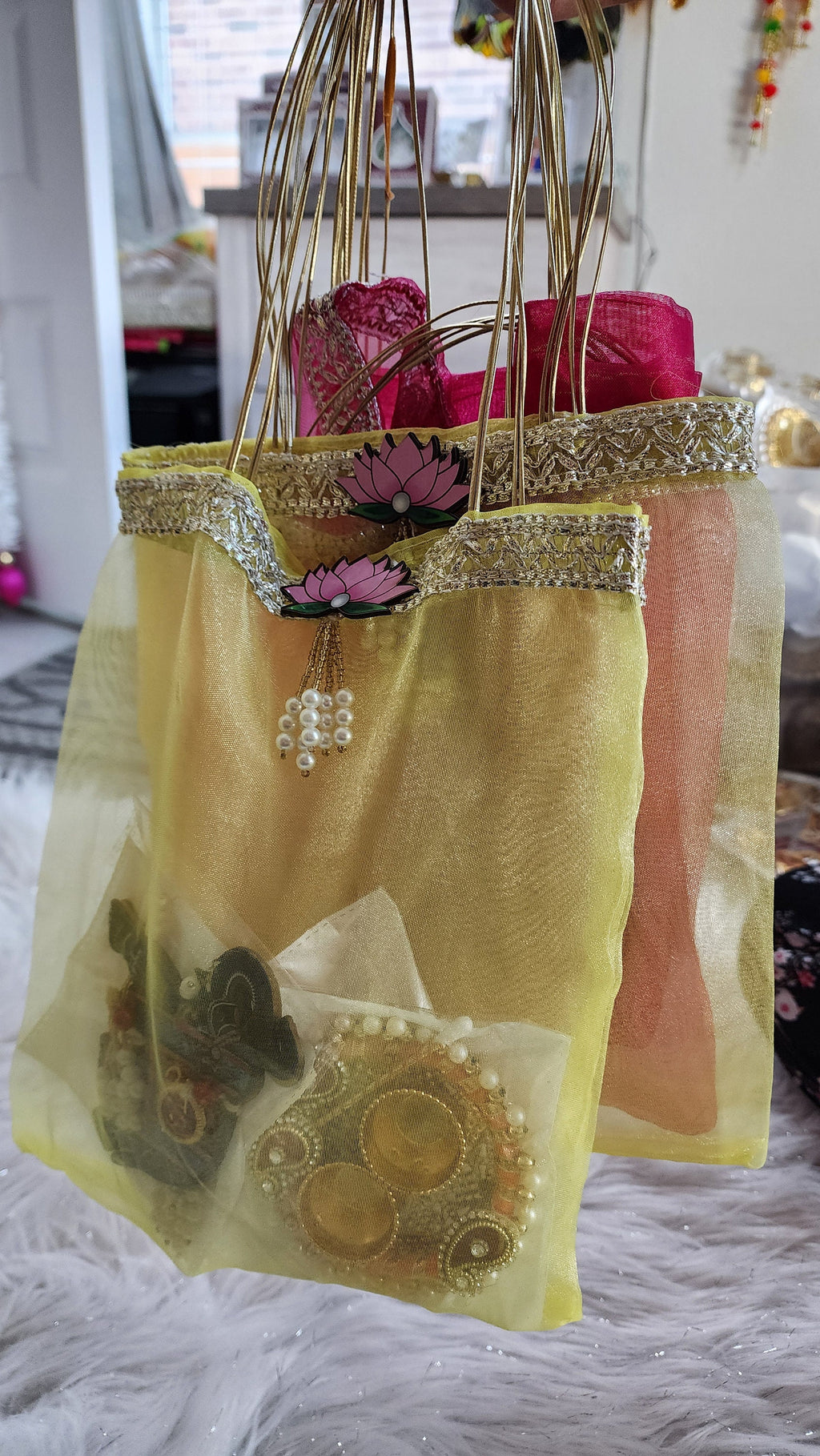 Diwali Potli Bag Set: Pooja, Housewarming Return Favors Pack of 5 Sets