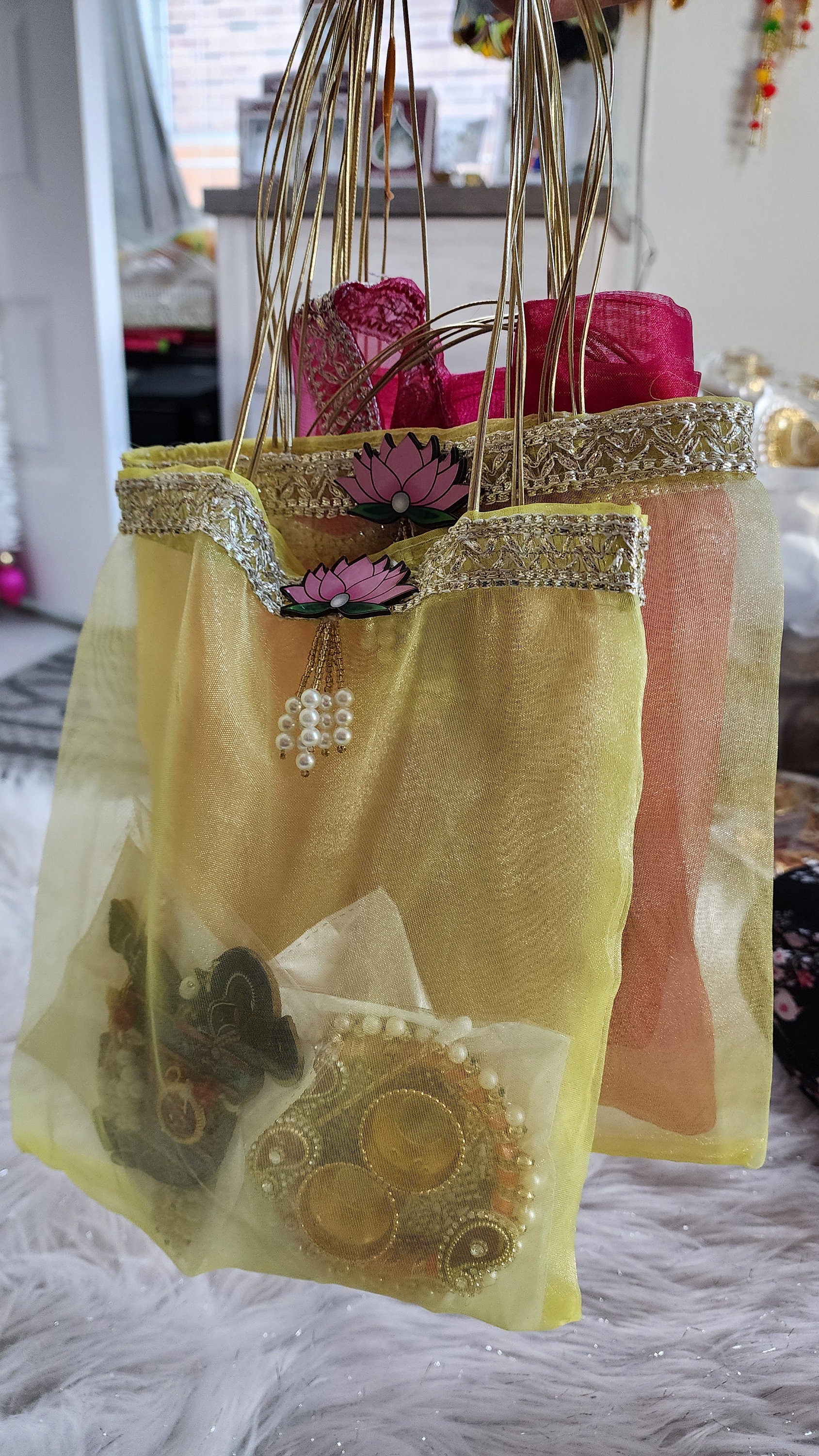 Diwali Potli Bag Set: Pooja, Housewarming Return Favors Pack of 5 Sets
