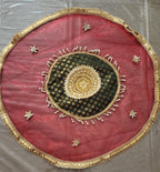 Handmade Organza Thali Cover: Indian Wedding Decor, Gota Embellished (21 inches)