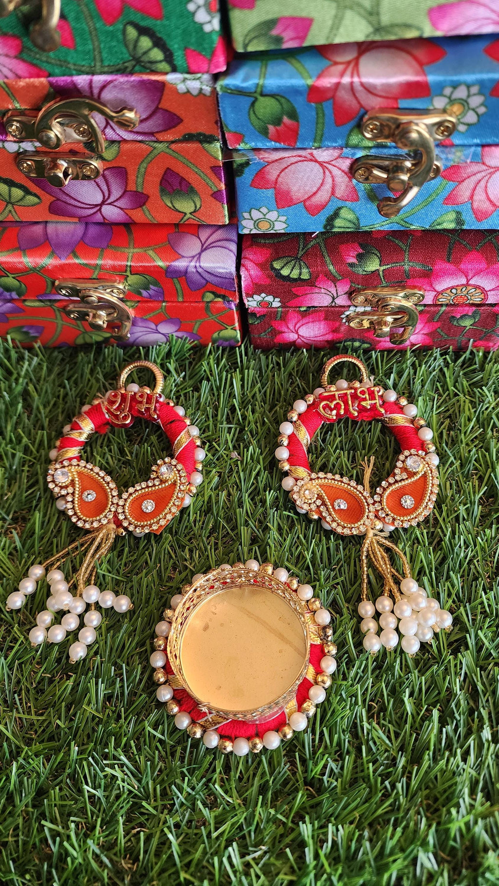 Pichwai Print Handmade Tea Light Holder Gift Box: Diwali Favor, Pooja Decor.