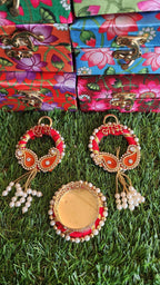 Pichwai Print Handmade Tea Light Holder Gift Box: Diwali Favor, Pooja Decor.