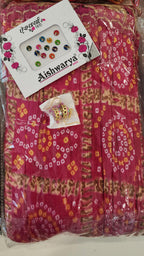 Bandhani Art Silk Dupatta Set: Rajasthani Wedding Favor, Tassel Detail Pack of 2