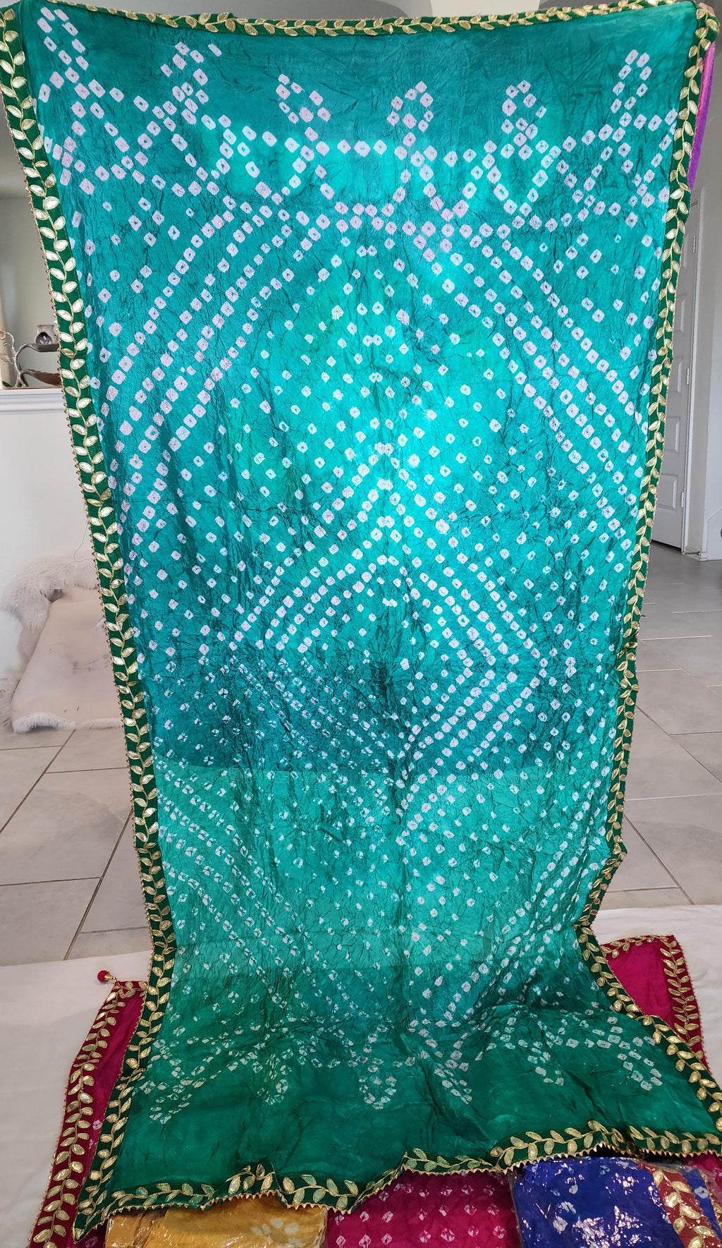 Bandhej Dupatta: Velvet Lace, Art Silk, Rajasthani Wedding Favor