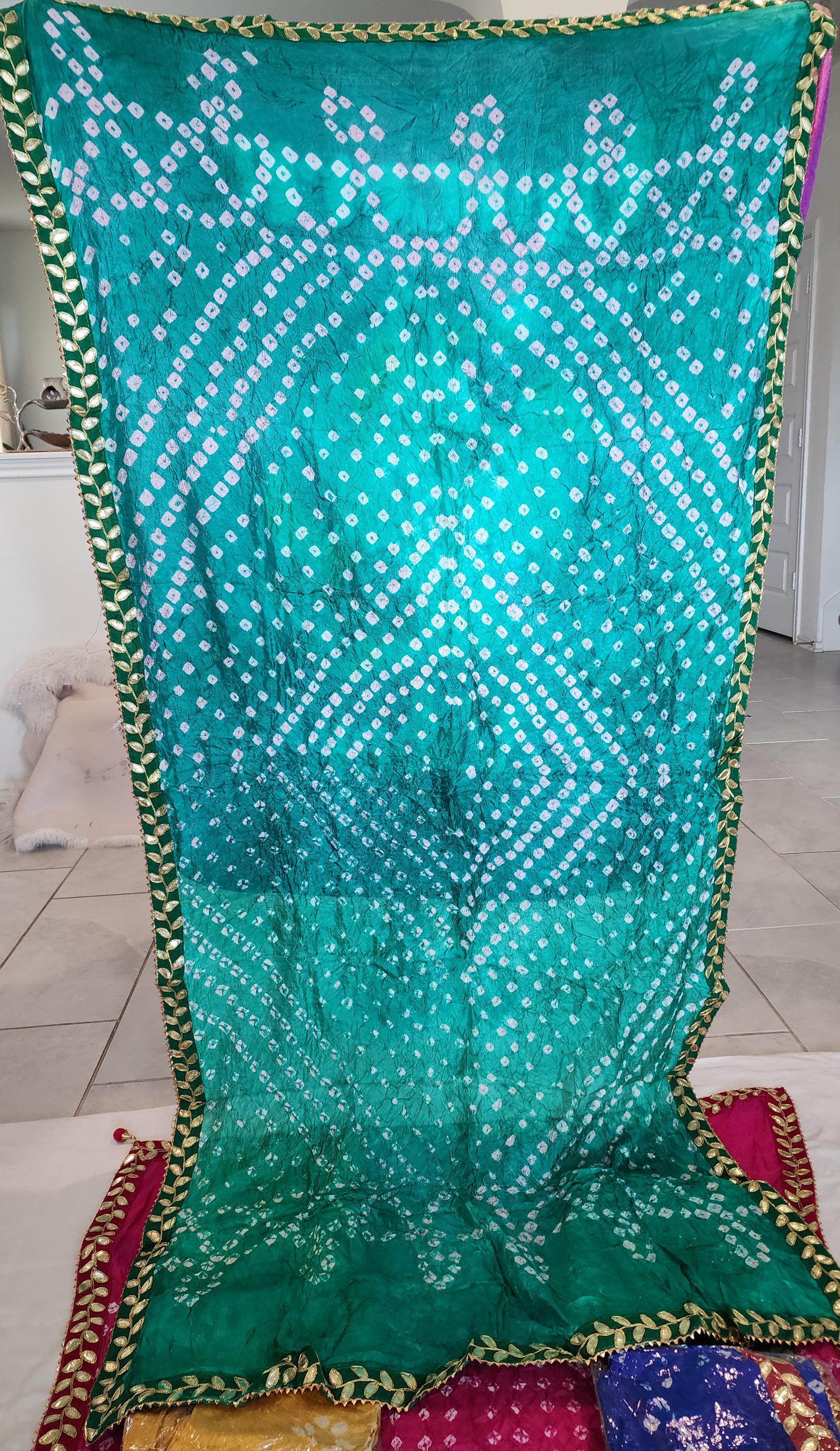 Bandhej Dupatta: Velvet Lace, Art Silk, Rajasthani Wedding Favor