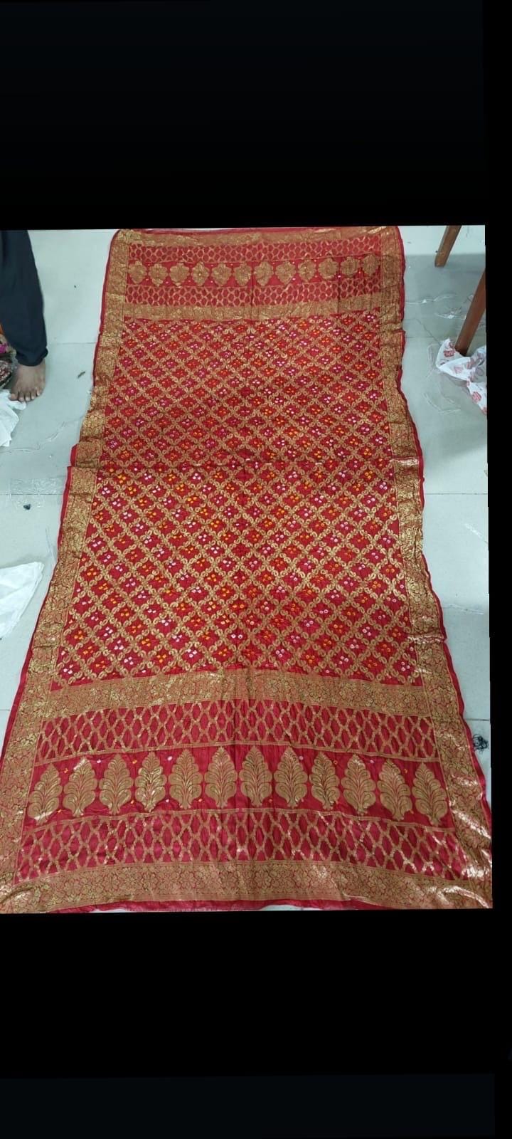 Hand Printed Jacquard Silk Dupatta: Indian Wedding Favor Scarf