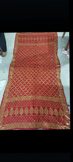 Hand Printed Jacquard Silk Dupatta: Indian Wedding Favor Scarf