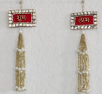 Kundan Shubh-Labh Hanging: Red Velvet Diwali Mandir Decor.