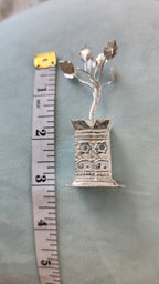 German Silver Tulsi Plant with organza Potli Bag: Diwali Pooja Gift.