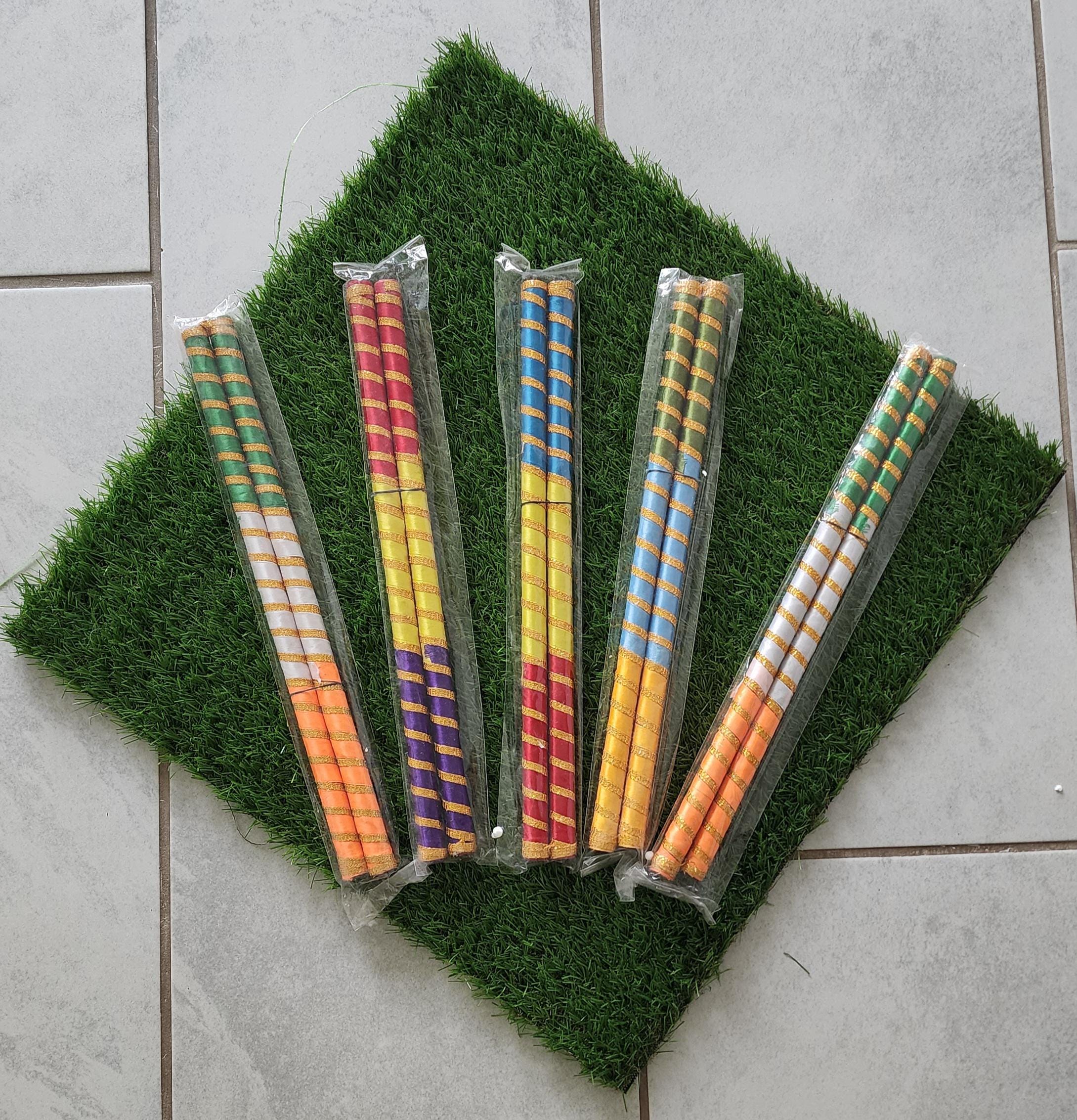 Handmade Dandiya Sticks: Indian Navratri Dance Sticks (Pair).