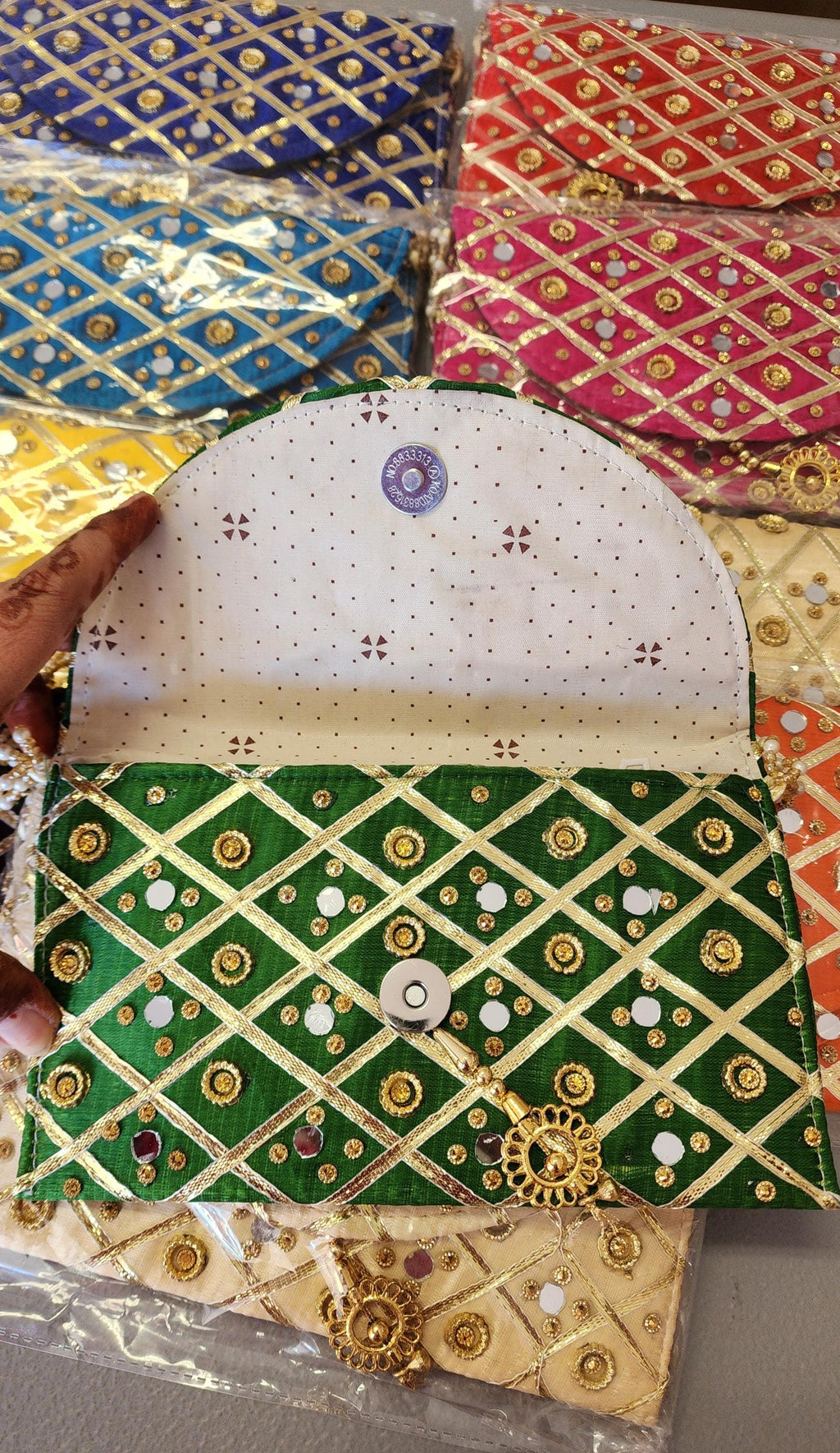 Mirror Work Clutch Purse: Indian Wedding Favor Gift Bag