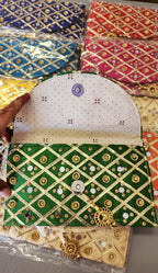 Mirror Work Clutch Purse: Indian Wedding Favor Gift Bag