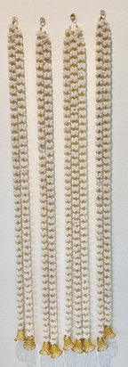 Mogra Bell Garland: White & Gold Artificial Flower String - Diwali Wedding Decor