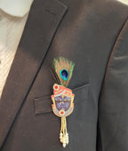 Peacock Feather Wedding Brooches: Lotus Kundan Indian Favor Pins