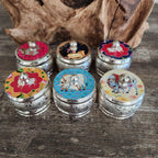 Handcrafted Enamel Haldi Kumkum Dibbi: German Silver Pichwai, Wedding Favor.