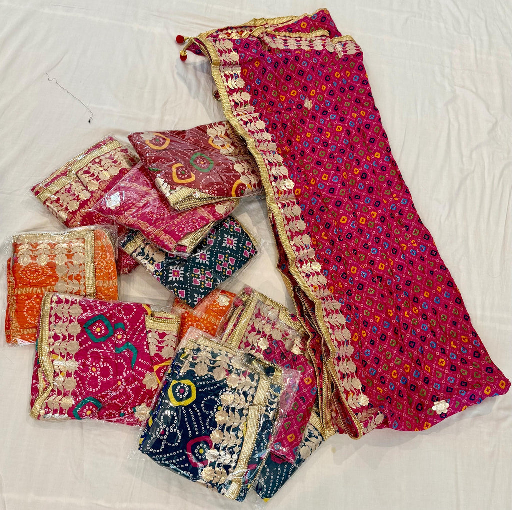 Bandhej Art Silk Dupatta: Rajasthani Gotta Patti Wedding Scarf
