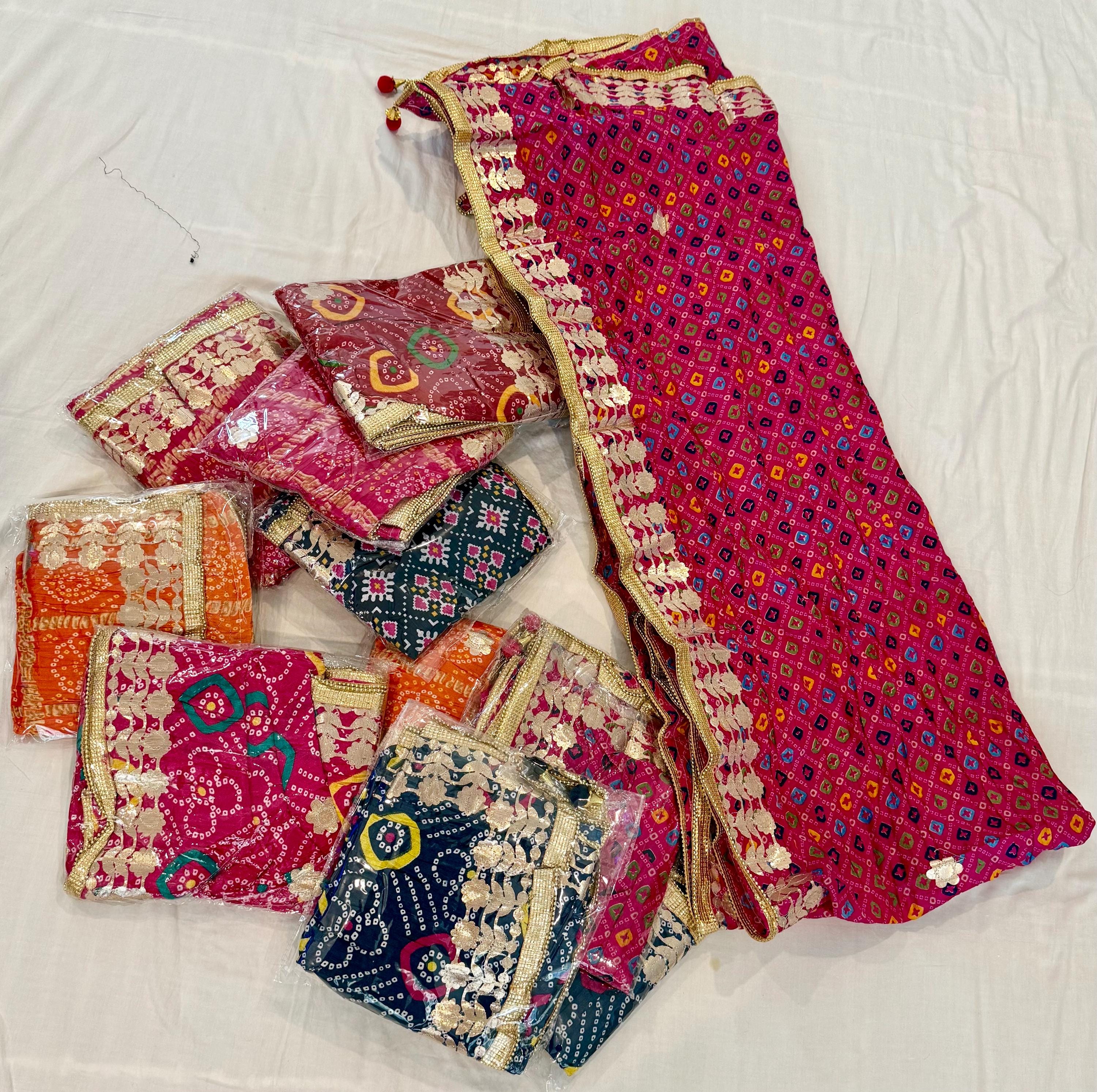 Bandhej Art Silk Dupatta: Rajasthani Gotta Patti Wedding Scarf